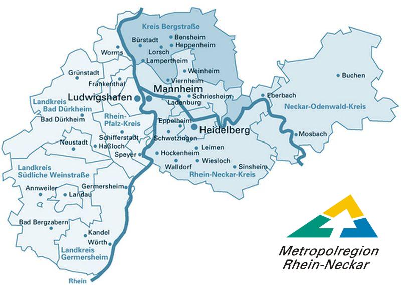 Karte Metropolregion Rhein-Neckar