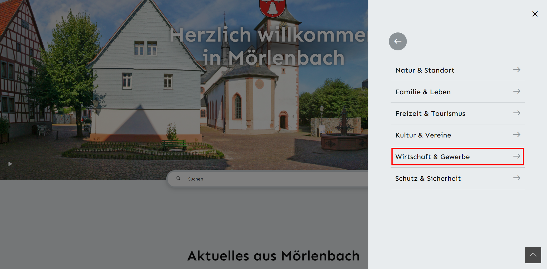 Ausklappmenü Wirtschaft